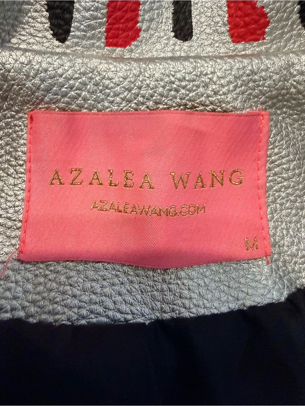 Azalea Wang Graffiti Silver Jacket Embellished Eagle Rose Statement Piece